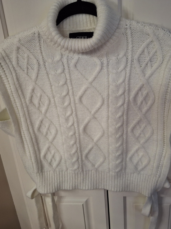 Cider Sweaters - Cider Ivory Cable Knit Turtleneck Sweater Vest